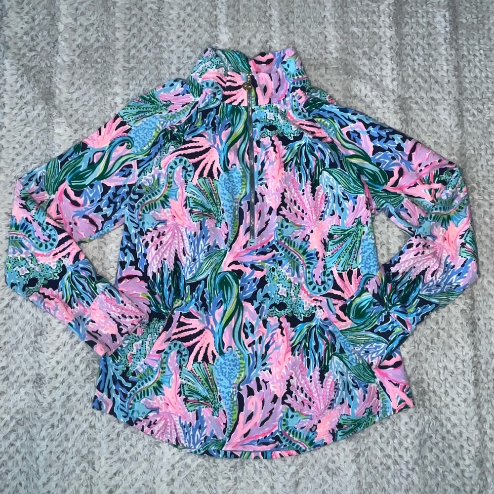 Lilly Pulitzer Round Hem Skipper Popover High Tide Navy Bringing Mermaid Back